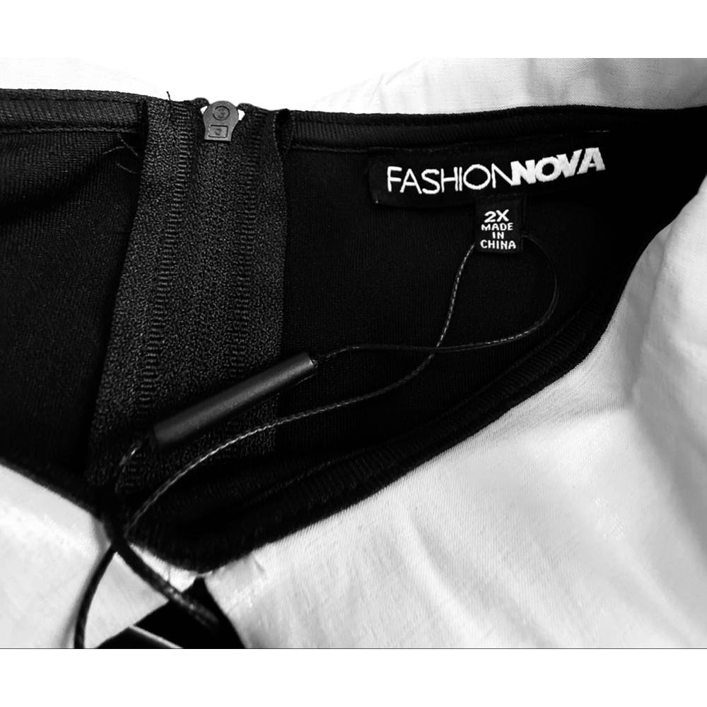 Women's Fashion Nova Black White Short Sleeve Jumpsuit 2X NWT - Picture 6 of 13
